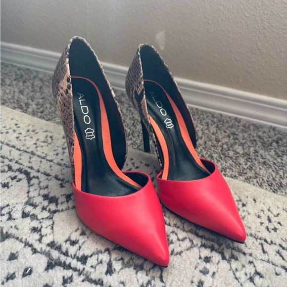 ALDO - Red and Snake Print Women's Heels - Size 6 - Picture 2 of 7